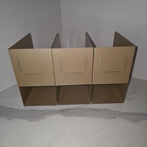 3 Metal Magazine Book File Holders Tan/ Khaki/ Beige 8x8x4.5 Vintage Gaylord